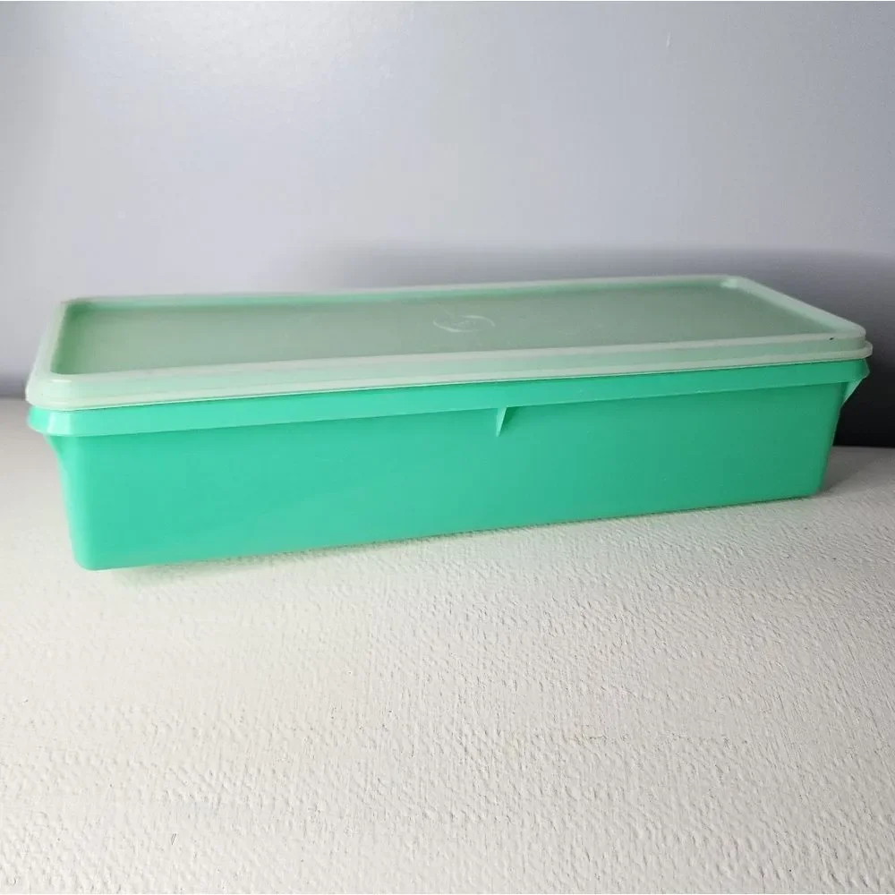 Retro Green Tupperware Rectangular Container with Lid Celery